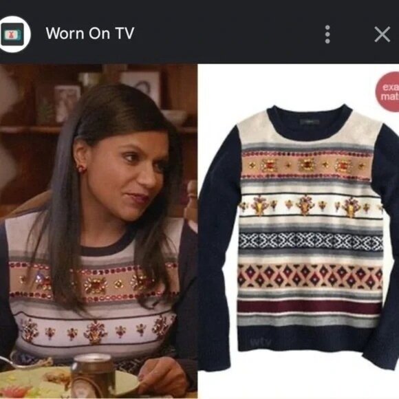 J CREW Womens Sz M 100% Wool Jeweled Navy/Multi Fair Isle Stripe Sweater Preppy - Picture 8 of 9